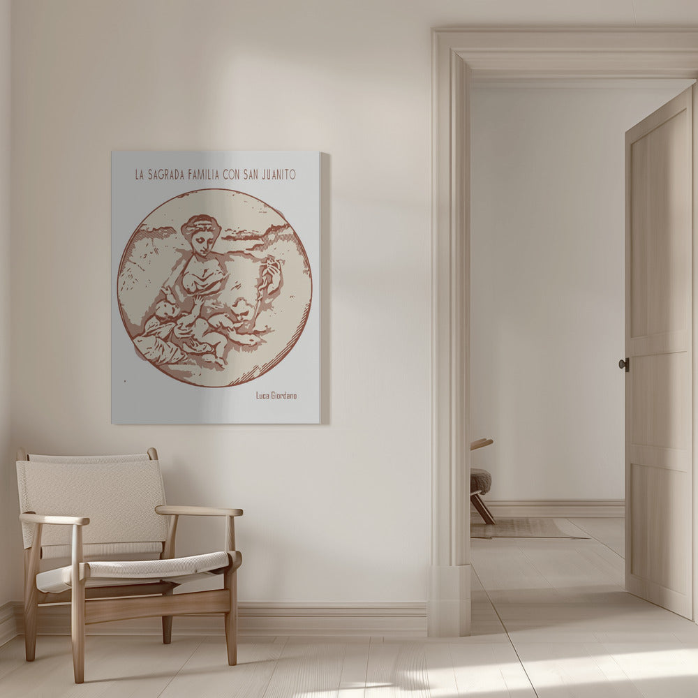 canvas prints Line Art Minimalist – La Sagrada Familia Con San Juanito – Luca Giordano16X20inches- White Frame