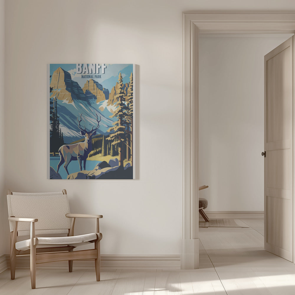 Wall art Banff National Park-16X20inches-In White Floating Frame