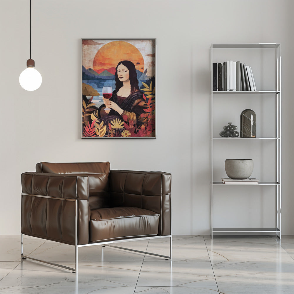 canvas prints Mona Lisa Chill Out Watercolor Digital Painting16X20inches- Black Frame