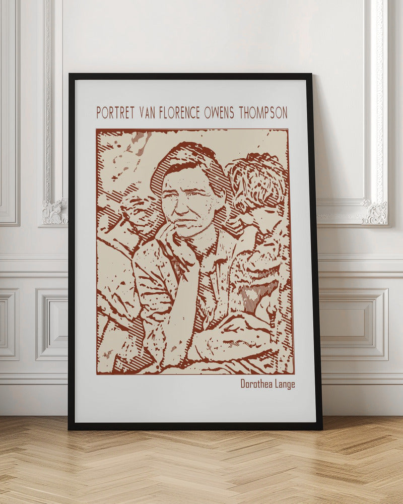 canvas prints Line Art Minimalist – Portret Van Florence Owens Thompson – Dorothea Lange36X48inches- Unframed