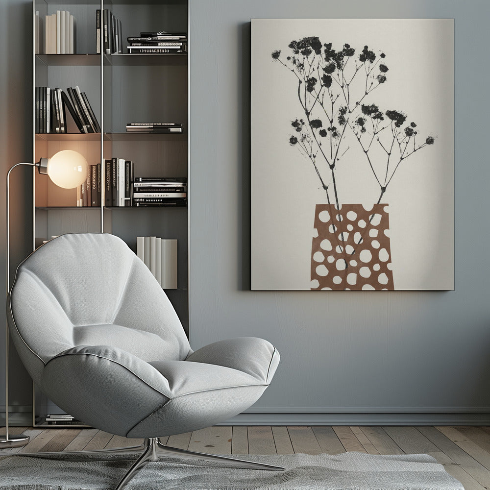 Wall art Gypsophila In a Brown Vase
