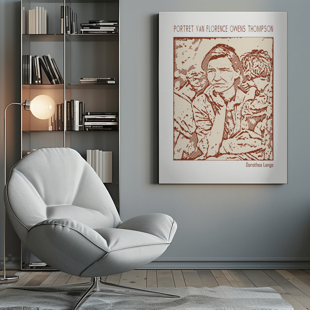 canvas prints Line Art Minimalist – Portret Van Florence Owens Thompson – Dorothea Langeinches-