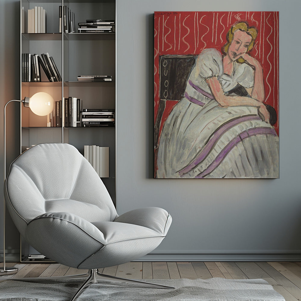 Artwork Jeune Femme Assise En Robe Grise 36X48-inches