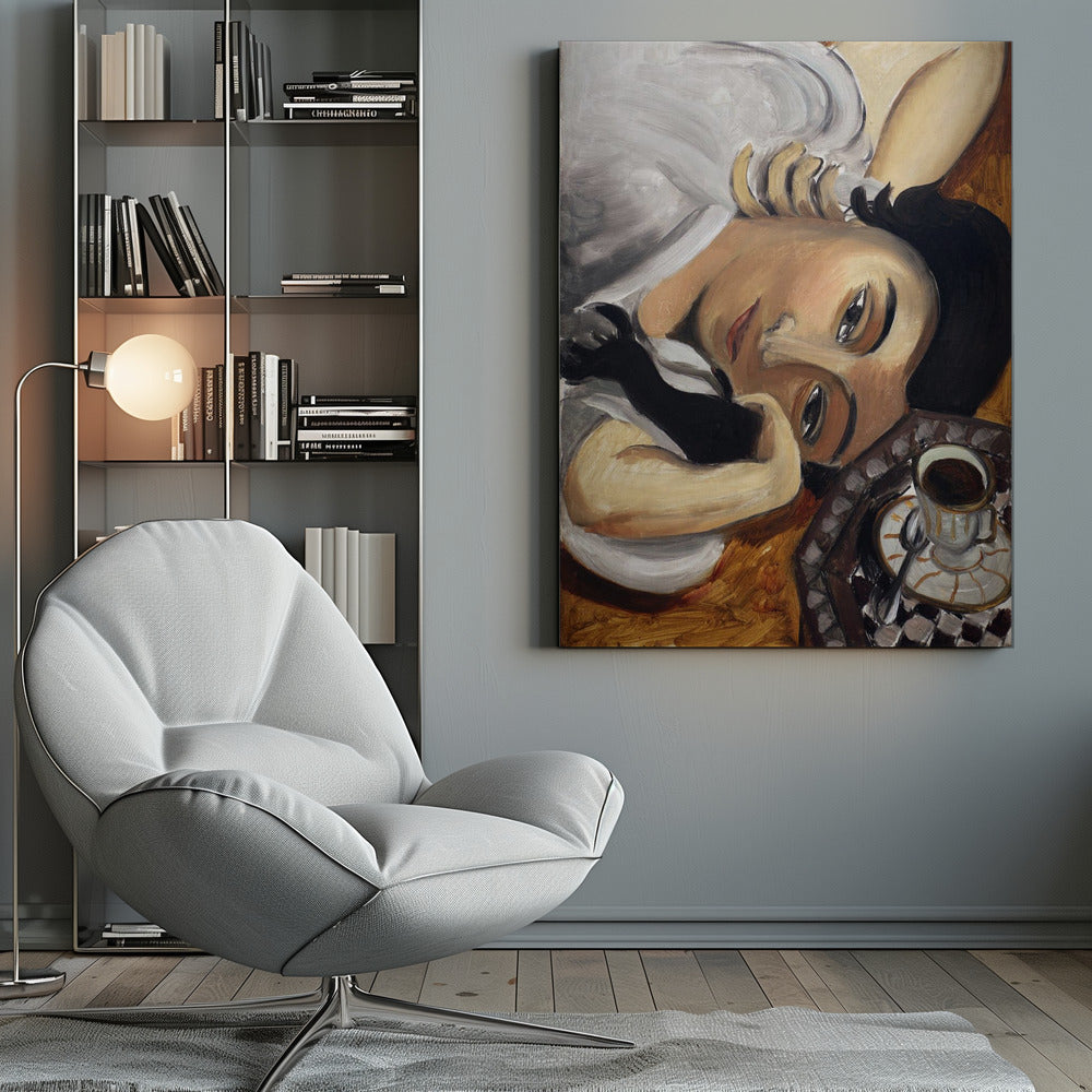 Artwork Lorette Con Una Tazza Di Caffe 1916 36X48-inches