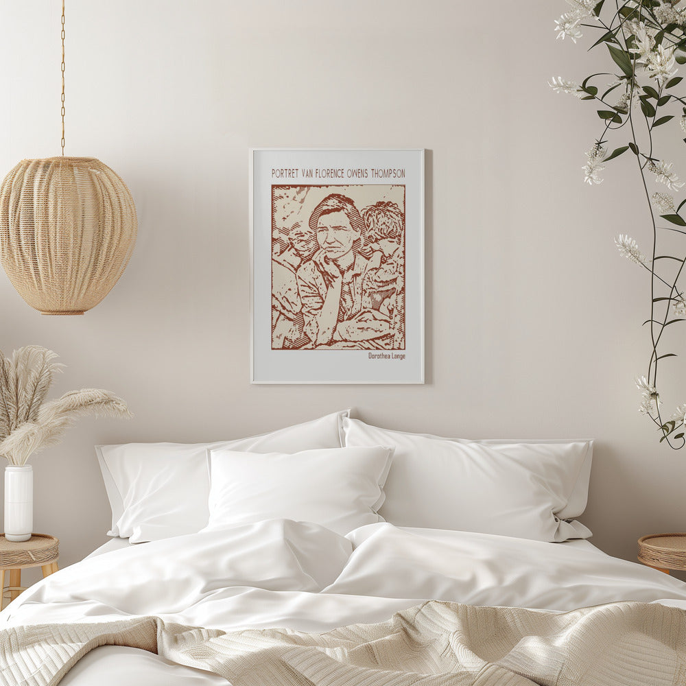 canvas prints Line Art Minimalist – Portret Van Florence Owens Thompson – Dorothea Langeinches-