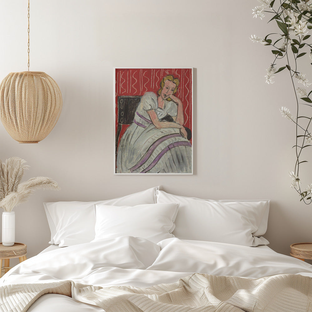 Artwork Jeune Femme Assise En Robe Grise 16X20-inches