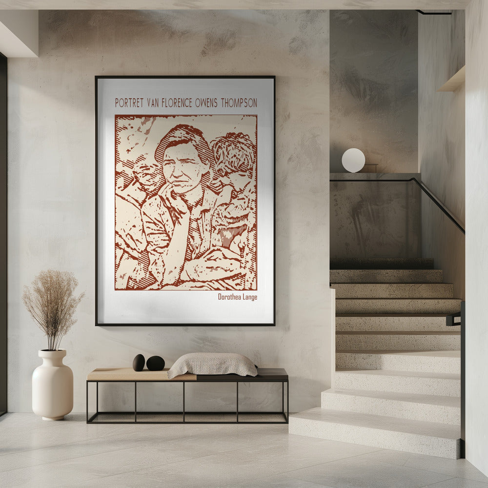 canvas prints Line Art Minimalist – Portret Van Florence Owens Thompson – Dorothea Lange16X20inches- Unframed