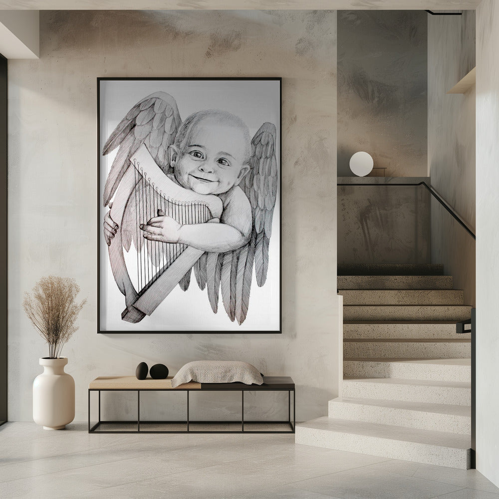 canvas prints Joyfully Playing A Harp16X20inches- Unframed