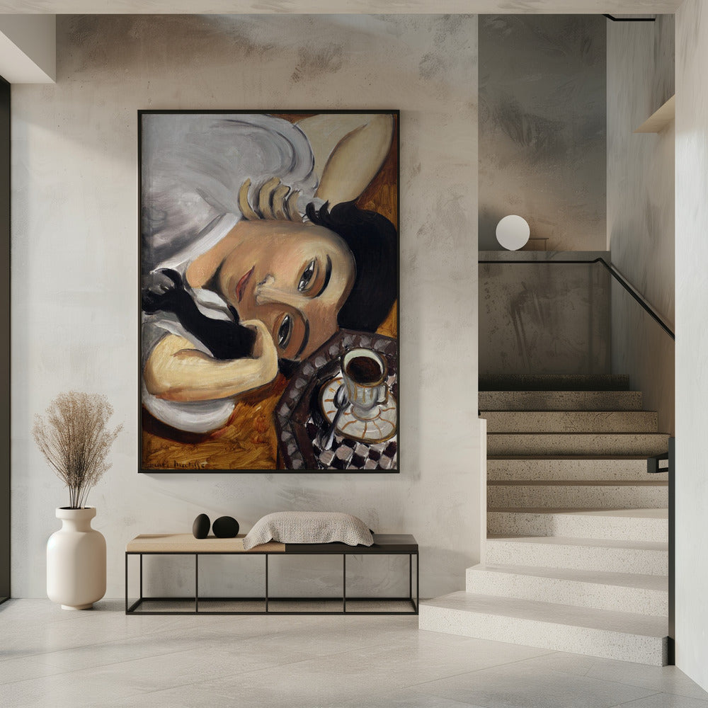 Artwork Lorette Con Una Tazza Di Caffe 1916 -inches