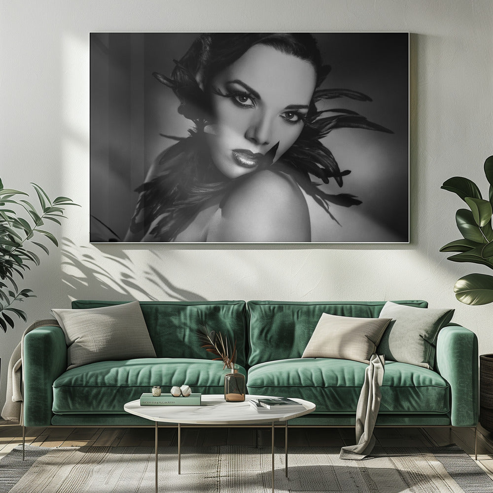 Artwork- The black feathers-48X36inches-In Black Floating Frame