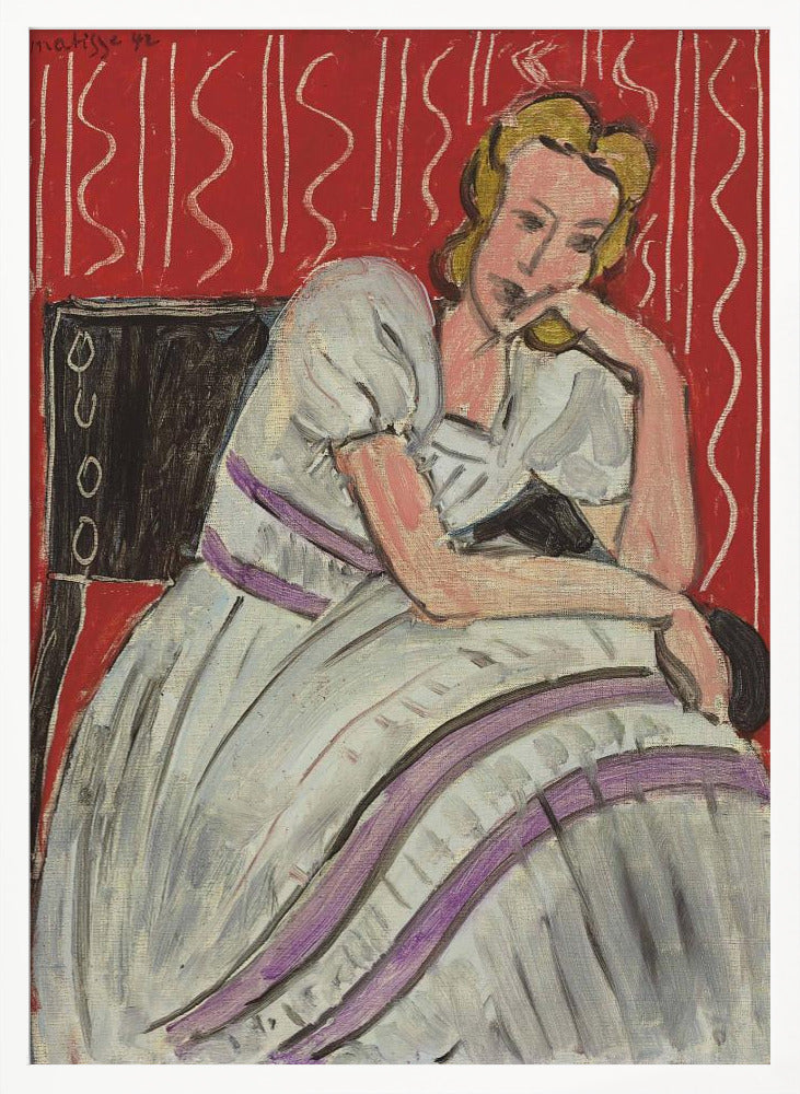 Artwork Jeune Femme Assise En Robe Grise 36X48-inches