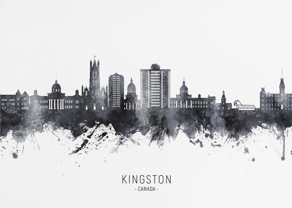 Wall art Kingston Canada Skyline-48X36inches-Gallery Wrapped (Ready to Hang)