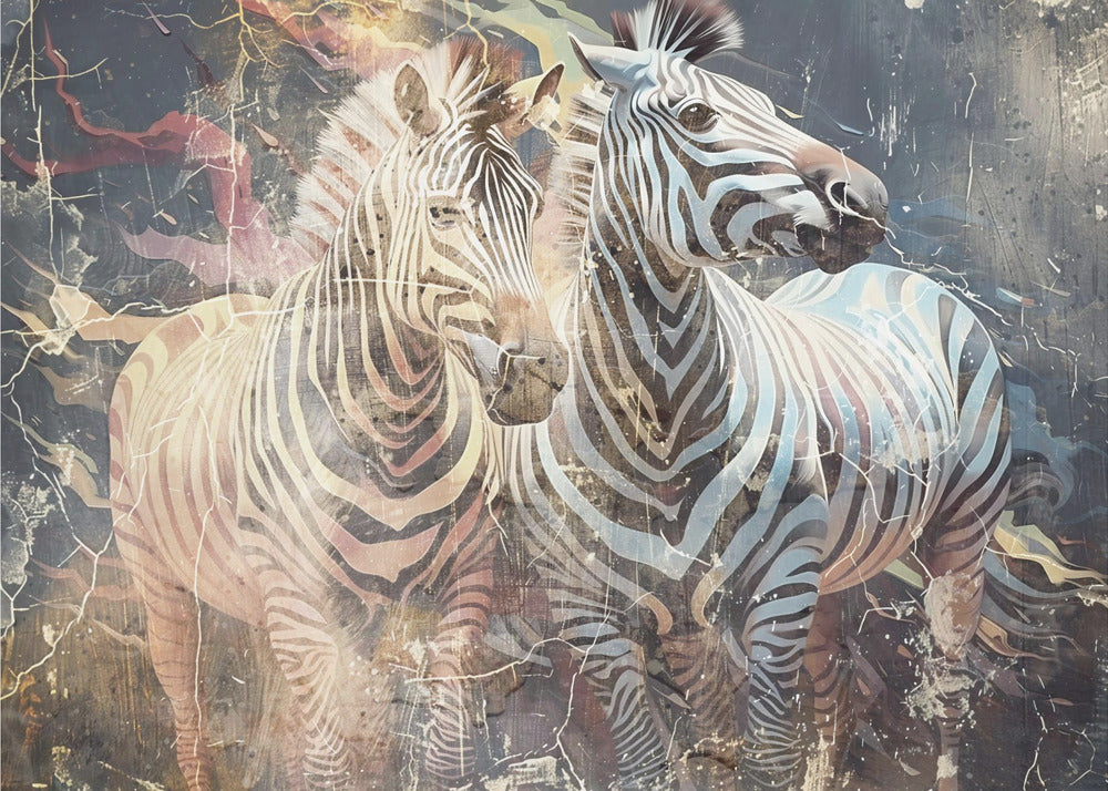 Zebra Animal Vintage Art Illustration Wallart 03 Wall Artwork In Black Floating Frame