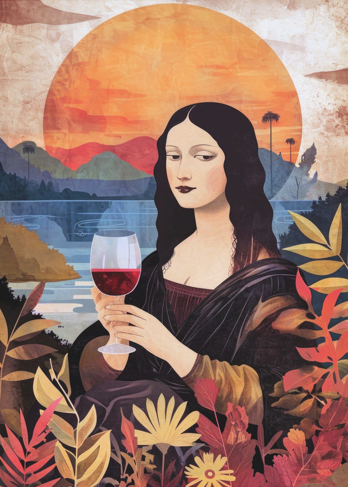 canvas prints Mona Lisa Chill Out Watercolor Digital Painting24X36inches- Black Frame
