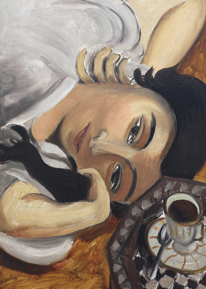 Artwork Lorette Con Una Tazza Di Caffe 1916 -inches