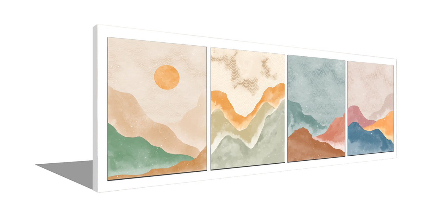 4 Scene Landscape Canvas - Abstract minimalism art- Large Wall Decor-RGB varnish