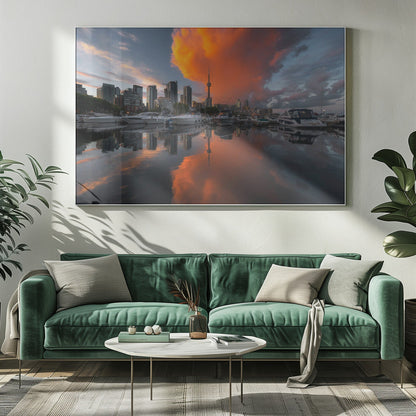 Burn in Toronto-Wall Art In White Floating Frame-20X16inches