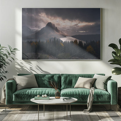 Wall art Assiniboine in Snow-20X16inches-In White Floating Frame