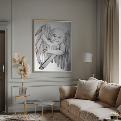 canvas prints Joyfully Playing A Harpinches- 