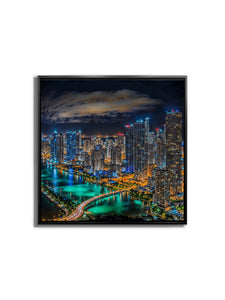 Miami-City Skyline - Canvas Wall Decor- RGB varnish