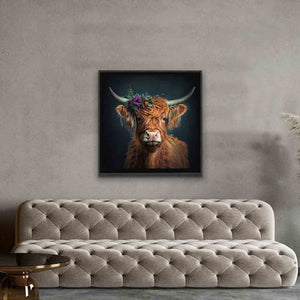 The Bison and Flowers. Nature Wall Art. Canvas 40X40 #4040-144