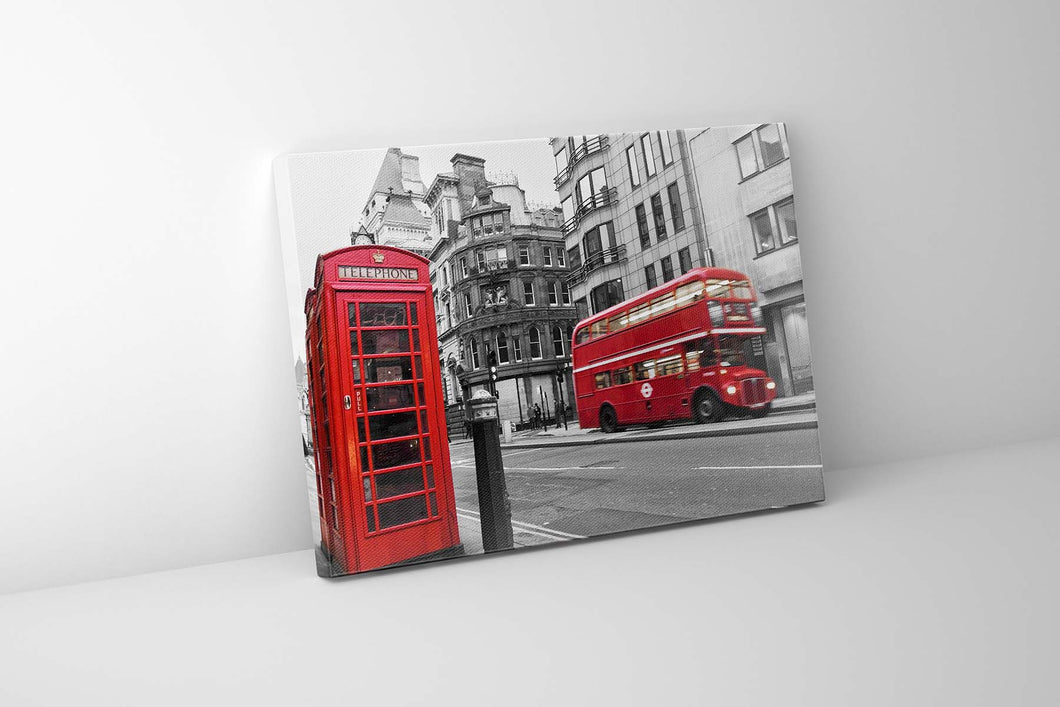 Canvas Print-Iconic Red Double Decker Bus & Phone Booth-Wall art