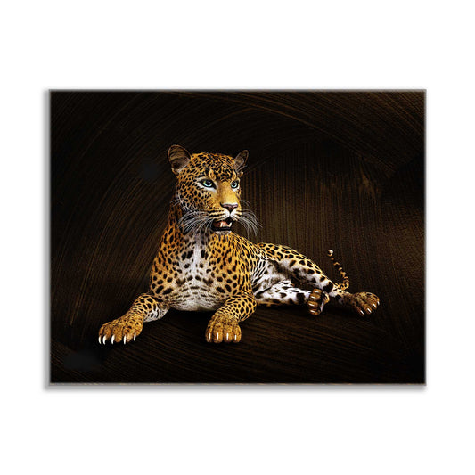 Leopard -Wildlife Canvas Art -Wall decor- Hand applied Gold varnish #4836-047