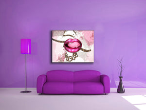 Canvas Wall Art-Pink Lips Overlay-Printed Artwork