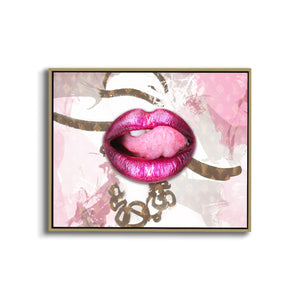 Canvas Wall Art-Pink Lips Overlay-Printed Artwork