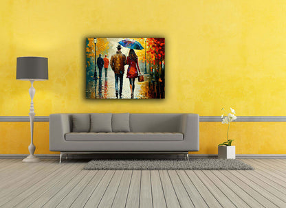 Couple In Fall- Vintage Artwork-Wall decor-Canvas Print Painted