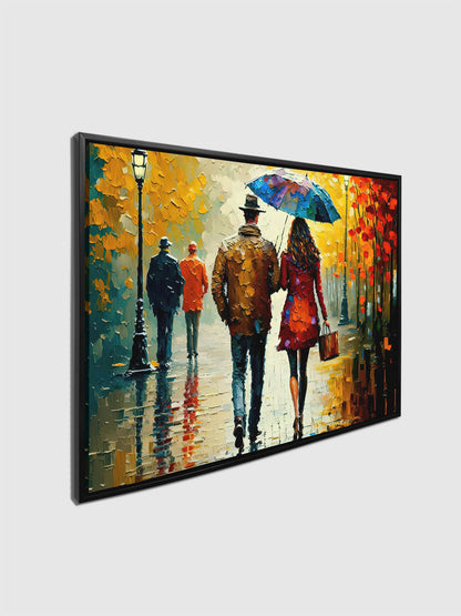 Couple In Fall- Vintage Artwork-Wall decor-Canvas Print Painted