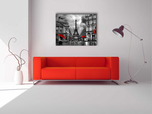 Canvas Wall Art-Painterly Paris With Red Accents- Fine Artwork