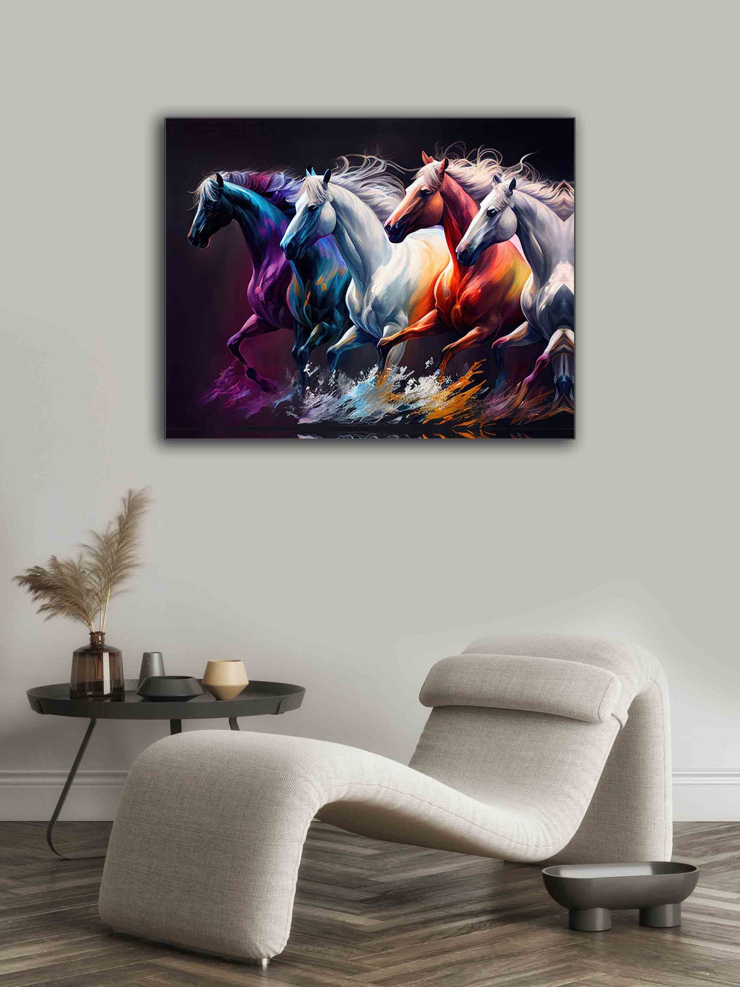 Example  of Digitally Painted 4 Horses without frame