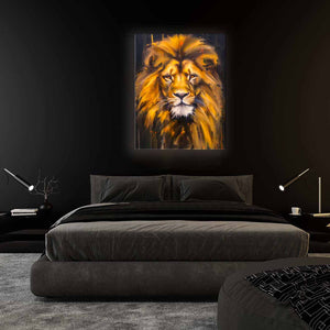 Painted Lion Head 36" x 48" With Gold  Glitter #4836-125