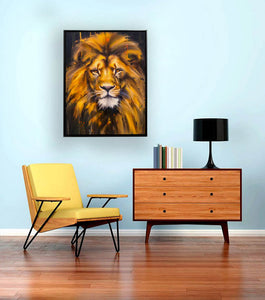 Painted Lion Head 36" x 48" With Gold  Glitter #4836-125