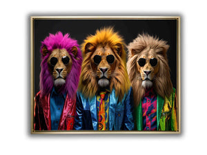 The three cool lions. Canvas 48" wide x 36" #4836-136
