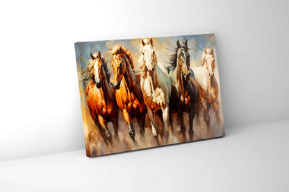 Animal Print Canvas-Five Horses- Nature Artwork