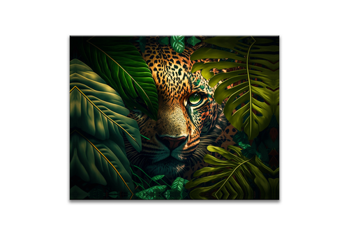 The leopard in the wildlife- Animal Canvas Art - Finished with gold varnish. #4836-141