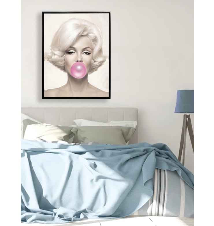 Marilyn in pink-Wall art decor-Glittery pink hand-applied