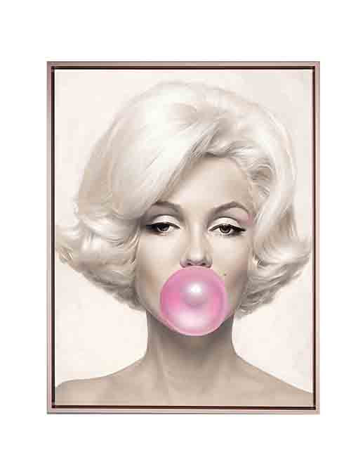 Marilyn in pink-Wall art decor-Glittery pink hand-applied