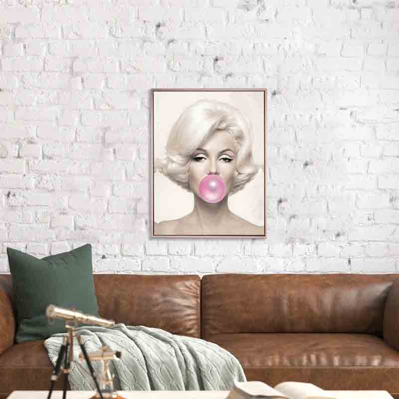 Marilyn in pink-Wall art decor-Glittery pink hand-applied