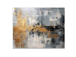 Autumn abstract canvas print-Minimalist art gold, beige, black and white - Modern Art # 4836-146