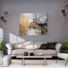 Autumn abstract canvas print-Minimalist art gold, beige, black and white - Modern Art # 4836-146