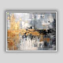 Autumn abstract canvas print-Minimalist art gold, beige, black and white - Modern Art # 4836-146