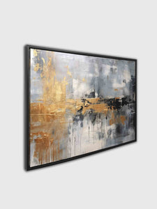 Autumn abstract canvas print-Minimalist art gold, beige, black and white - Modern Art # 4836-146