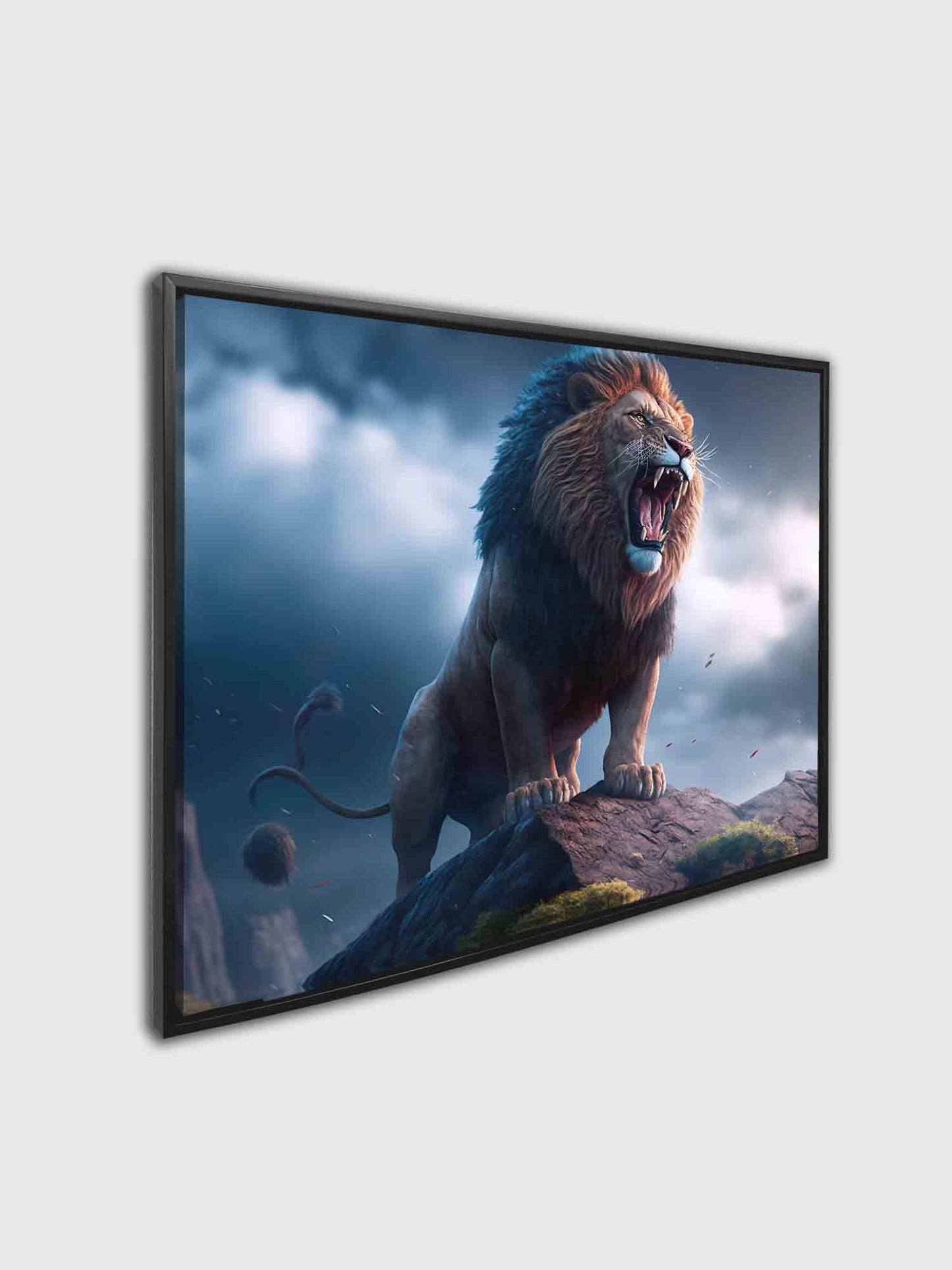 Wildlife Canvas Art-The Lion and the Storm-Gold varnish- Nature Prints. #4836-148