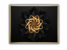 Abstract Flower in Black and Gold- Fine and Modern wall art - Hand-applied gold varnish #4836-152