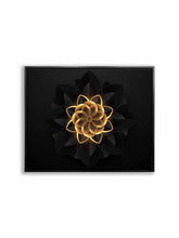 Abstract Flower in Black and Gold- Fine and Modern wall art - Hand-applied gold varnish #4836-152