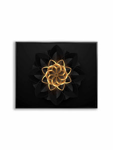 Abstract Flower in Black and Gold- Fine and Modern wall art - Hand-applied gold varnish #4836-152