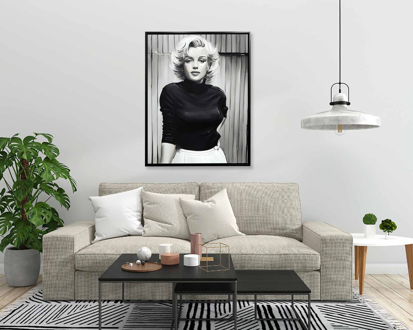 Marilyn in Black and White - Wall decor - Canvas Fine Art -Diamond varnish